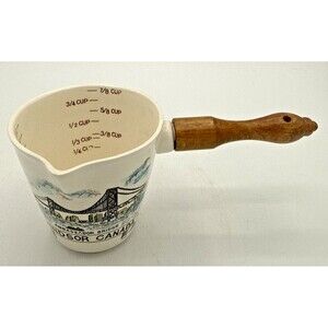 Vintage Windsor Canada Ambassador Bridge Measuring Cup Souvenir Wood Handle